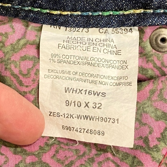Wrangler 9/10 Rock 47 Ultra Low Rise Jeans Bootcut Womens Colorful Wings Stretch - Picture 9 of 13